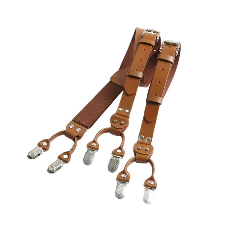 Suspenders Clip Men - Tirantes elásticos de cuero de 2,5