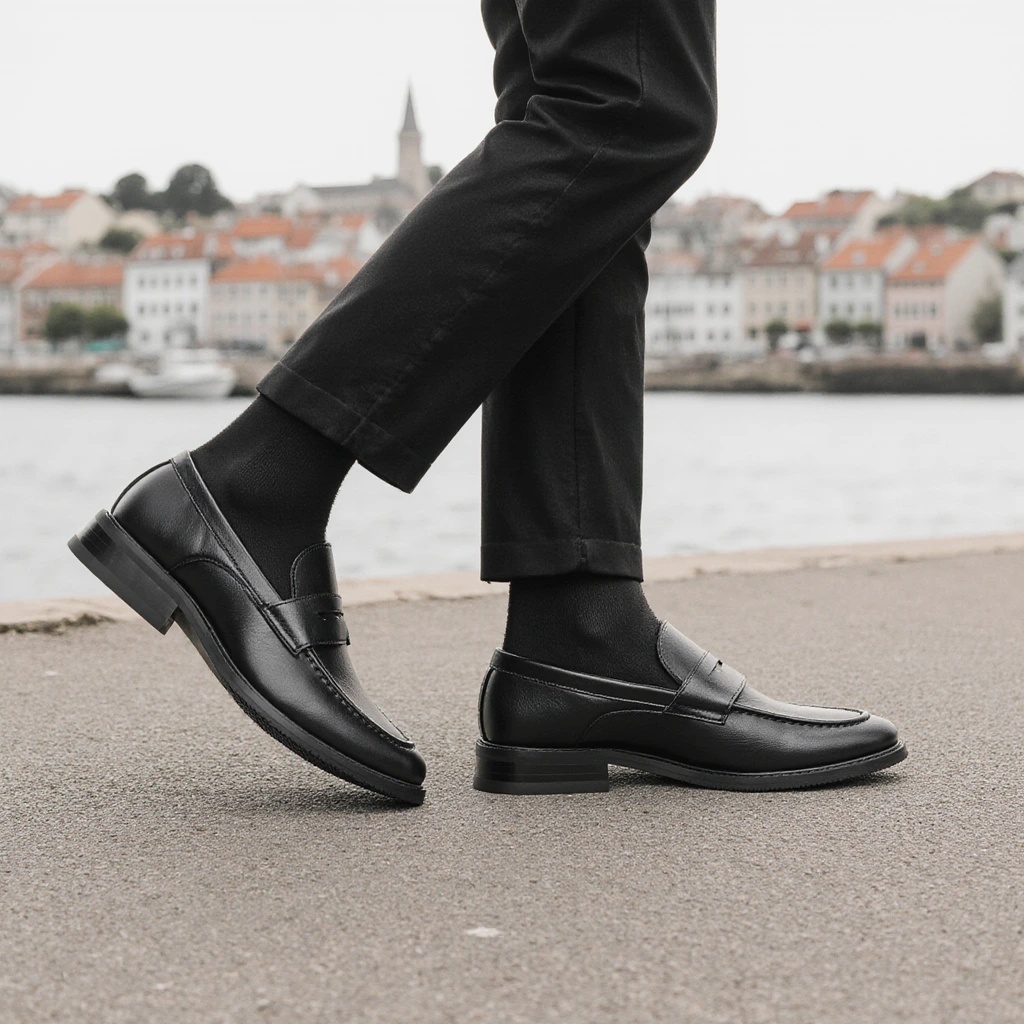Suede Loafers Men - Mocasines Negros Clásicos para Hombre, Zapatos