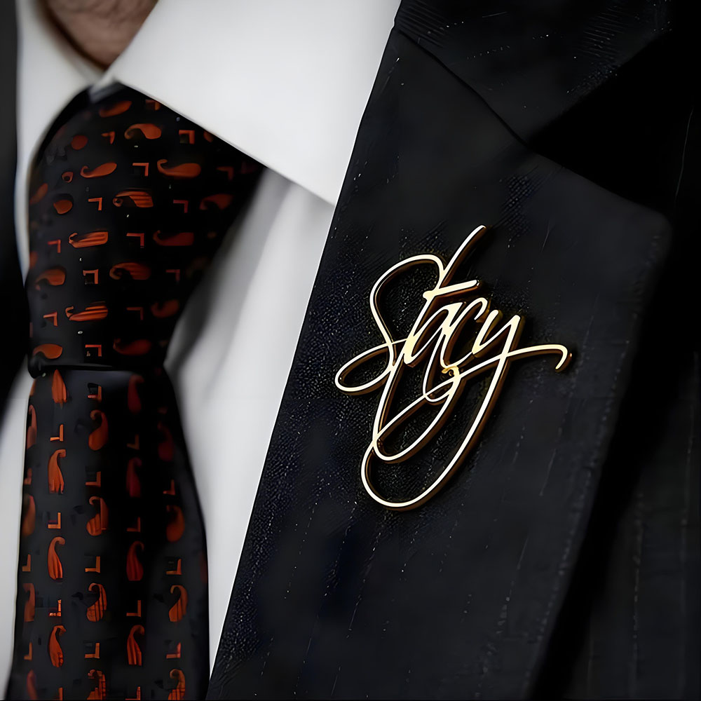 Men'S Fashion For Wedding - Pin de Solapa Personalizado con Nombre,