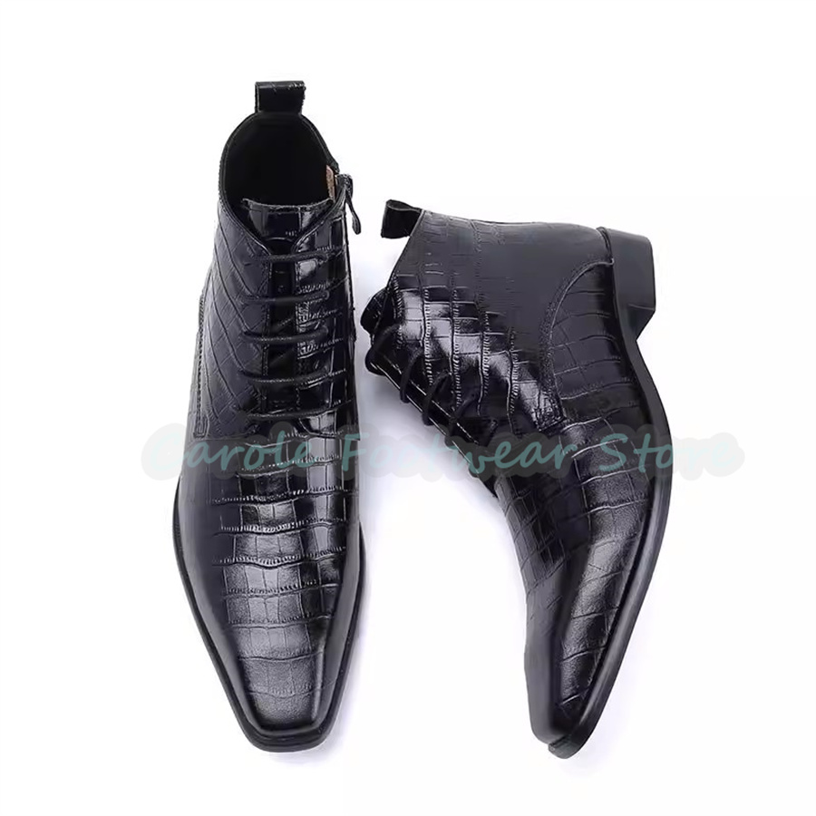 Men'S Fashion For Wedding - Botas de Tobillo de Cuero Genuino