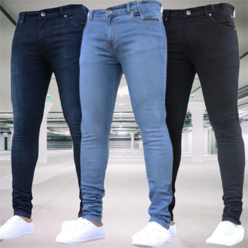 Skinny Jeans Ripped - Pantalones vaqueros elásticos ajustados para hombre,