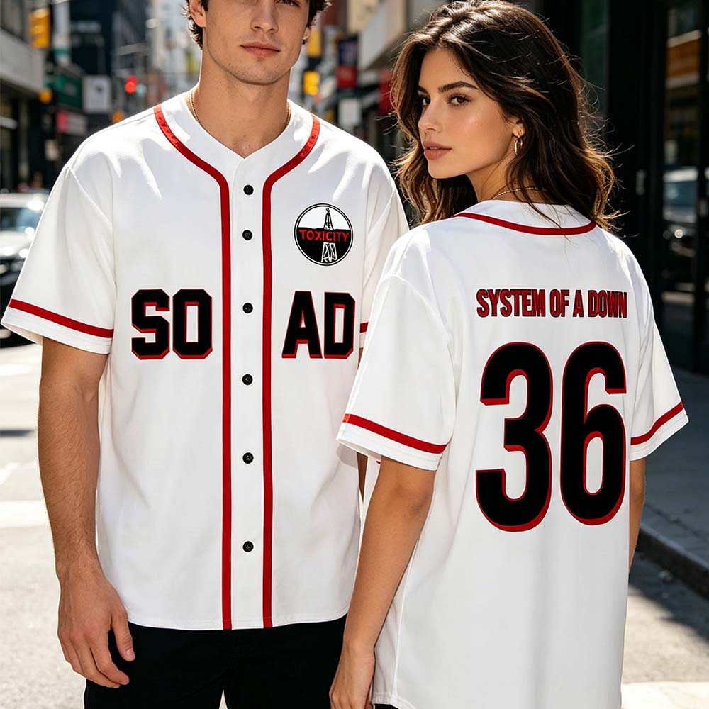 Mens Fashion Baseball Jersey - Camiseta de Béisbol System of A