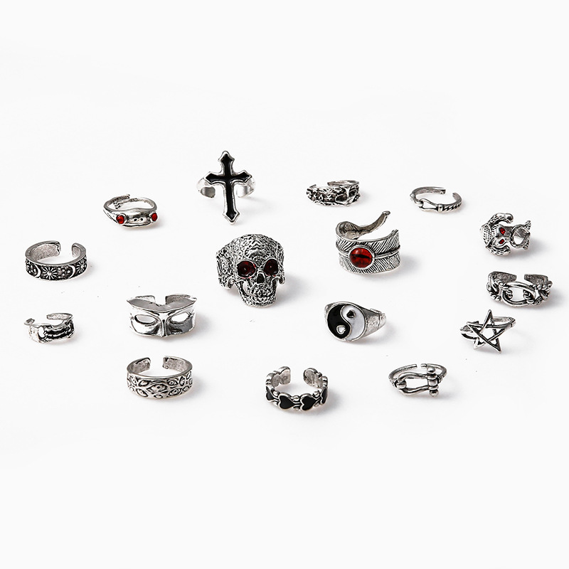 Men'S Fashion Lk - Juego de anillos góticos punk con