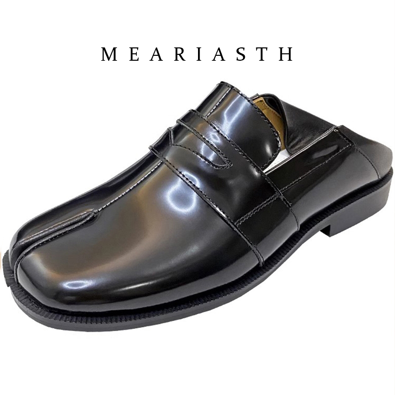Suede Loafers Men - Zapatos Tabi Negros de Piel Sintética