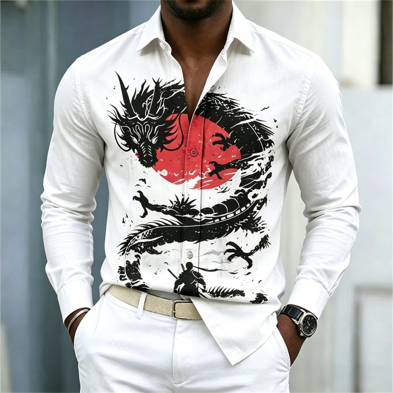 Men'S Tops Fashion - Camisa de Hombre 2026, Blanca, Negra