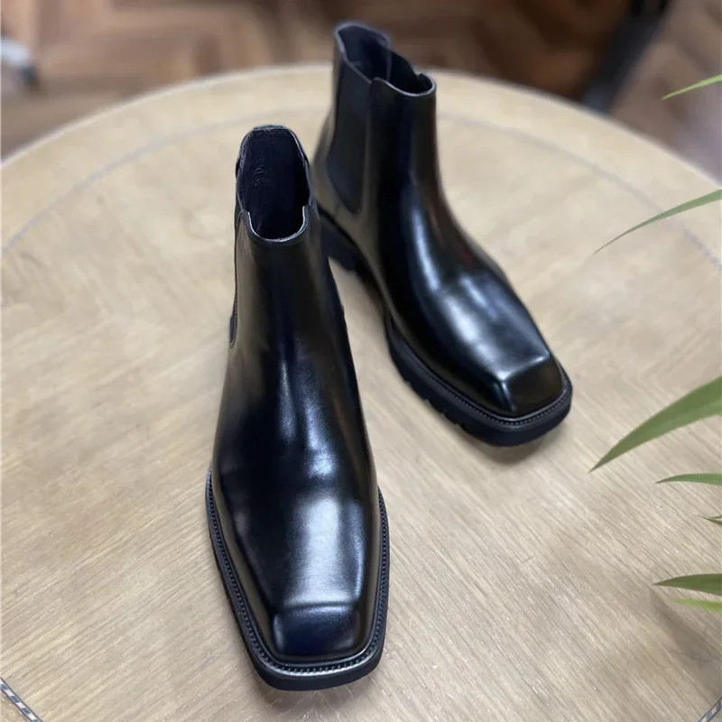 Men Fashion Elegant - Botas elegantes de cuero genuino para