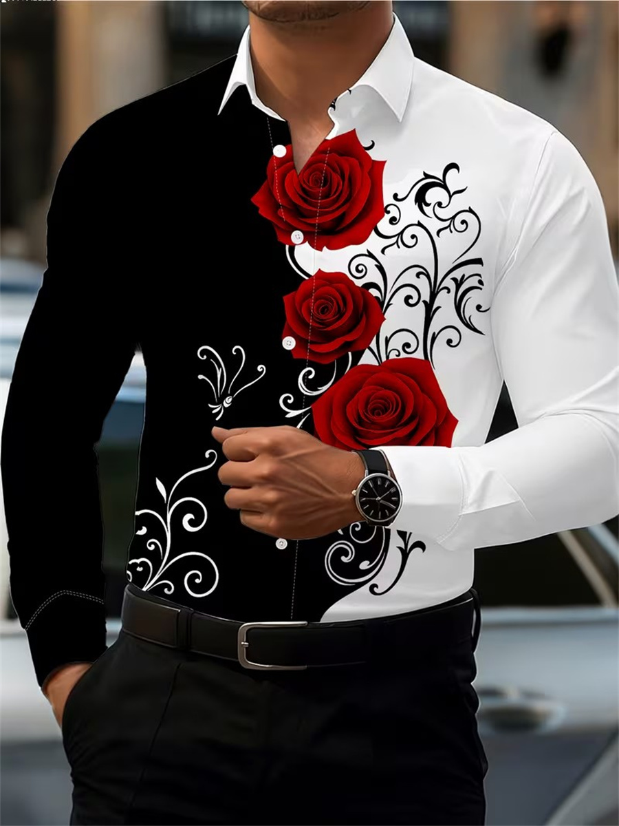 Men'S Tops Fashion - Camisa de Manga Larga con Estampado
