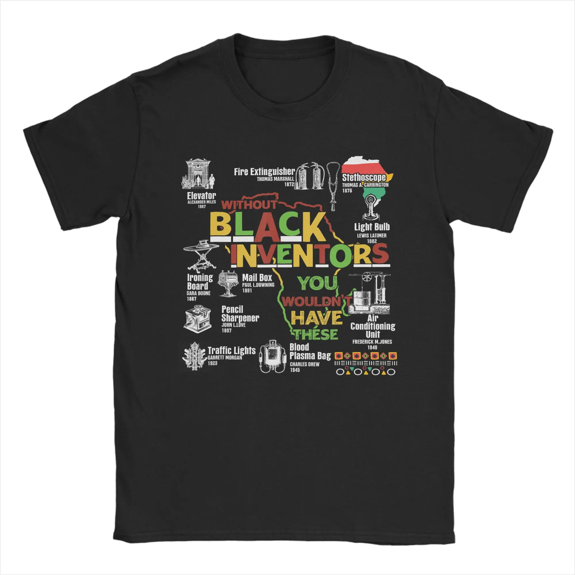 Men'S Fashion History - Camiseta negra de algodón 100% para
