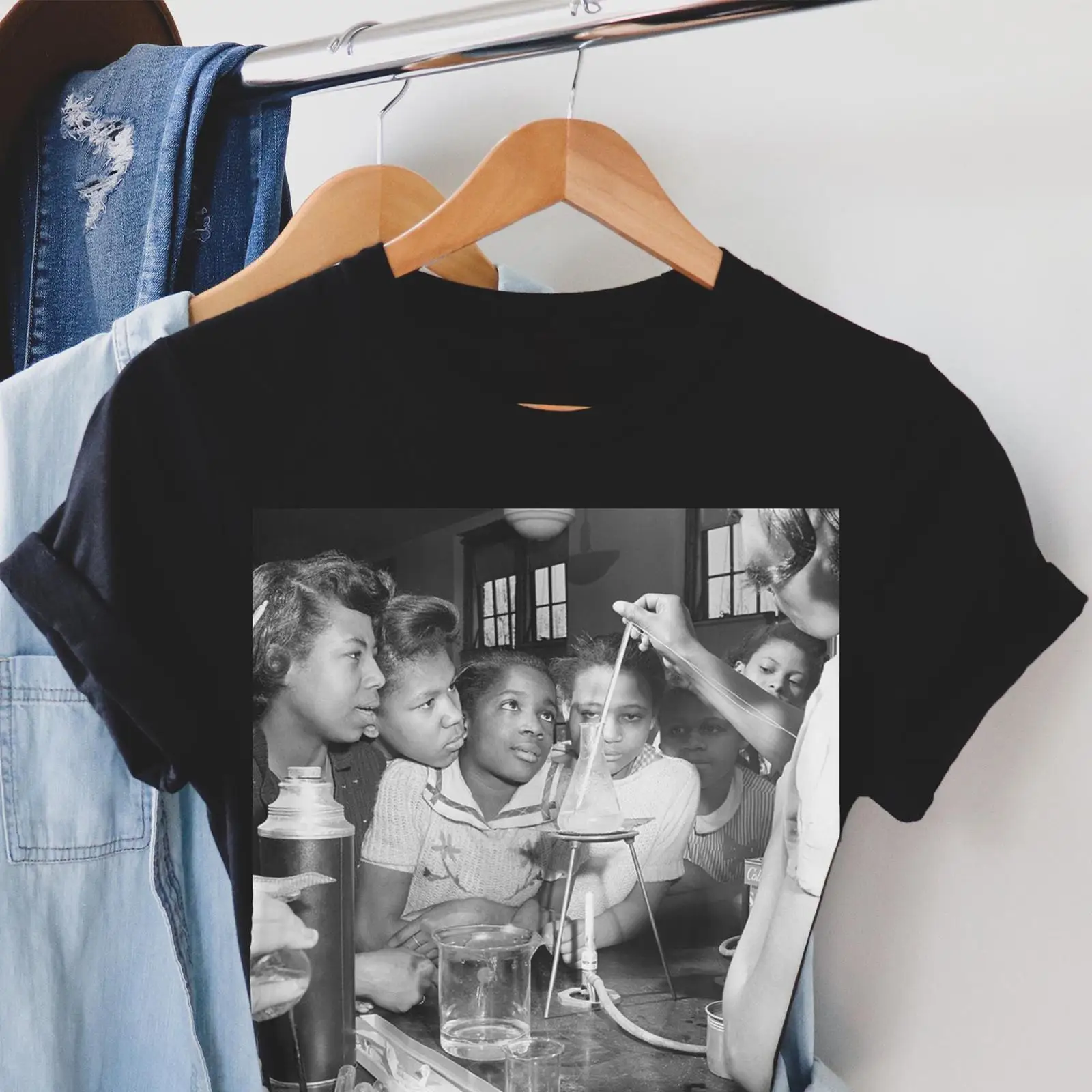 Men'S Fashion History - Camiseta para chicas negras con estampado