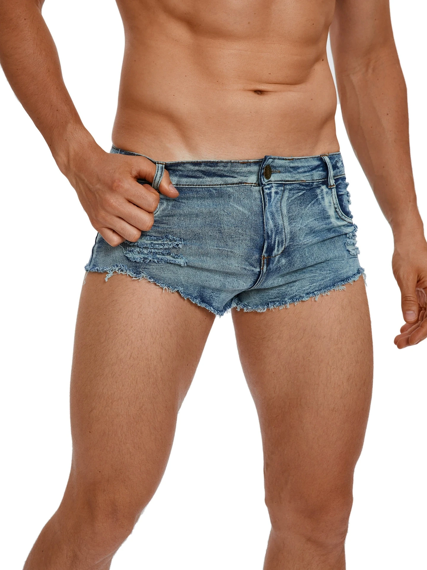Skinny Jeans Ripped - Pantalones Cortos de Mezclilla para Hombre,