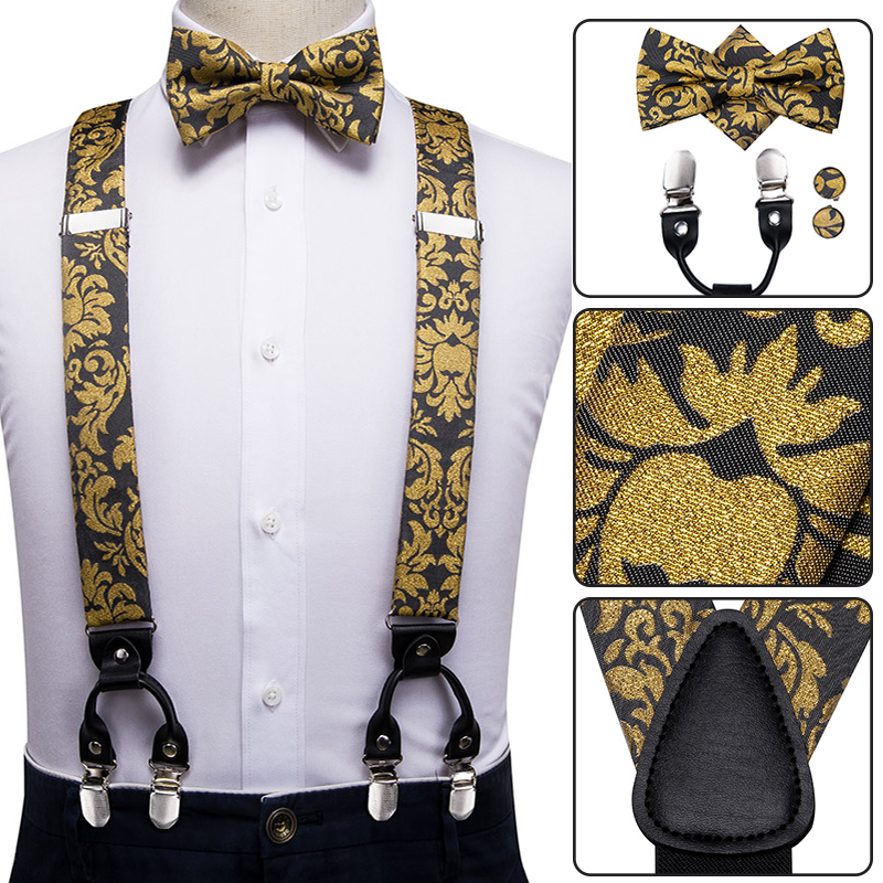 Suspenders Clip Men - Hi-Tie-Conjunto de tirantes de seda para