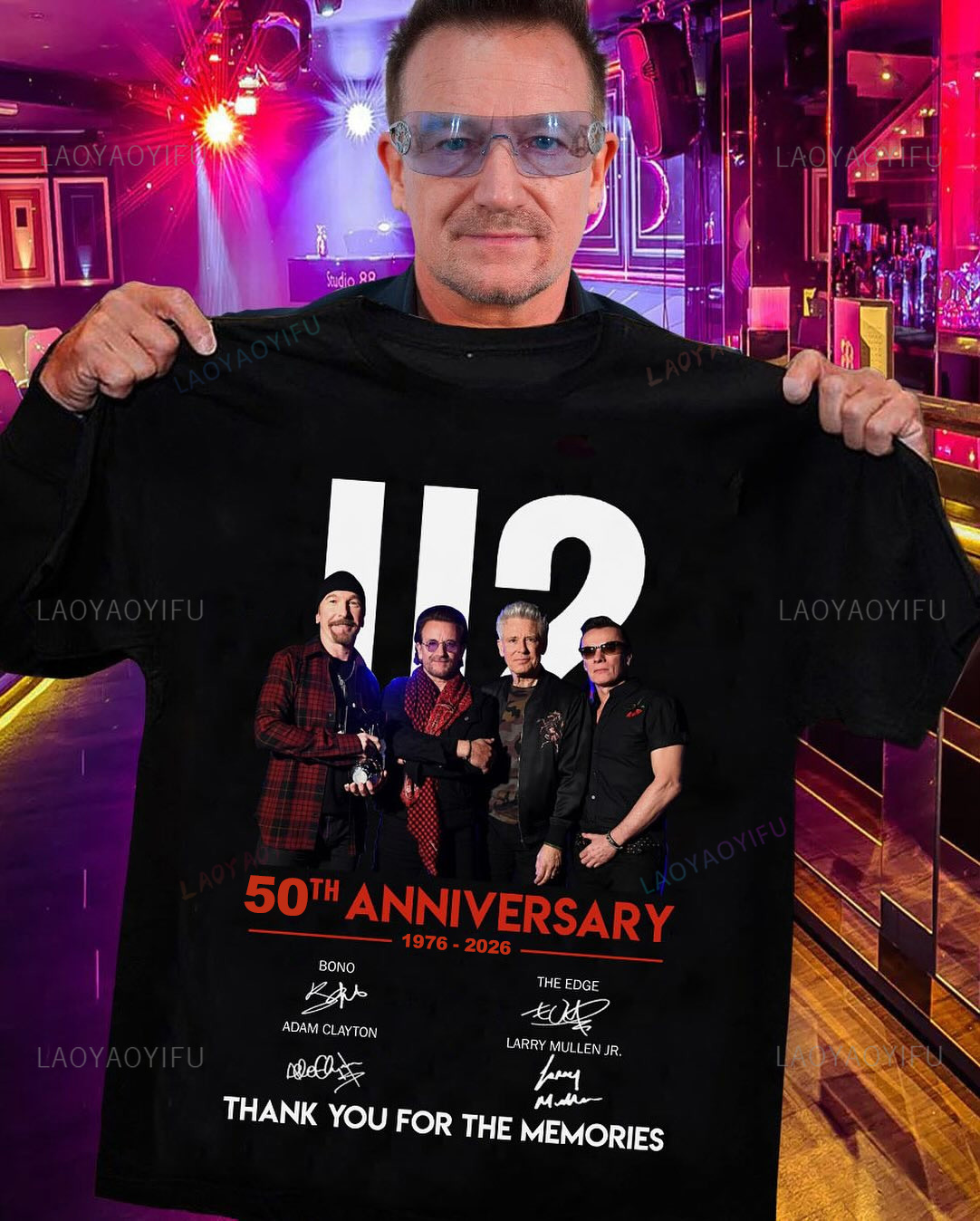 Men'S Fashion Over 50 - Camiseta gráfica U2 Band 50 aniversario