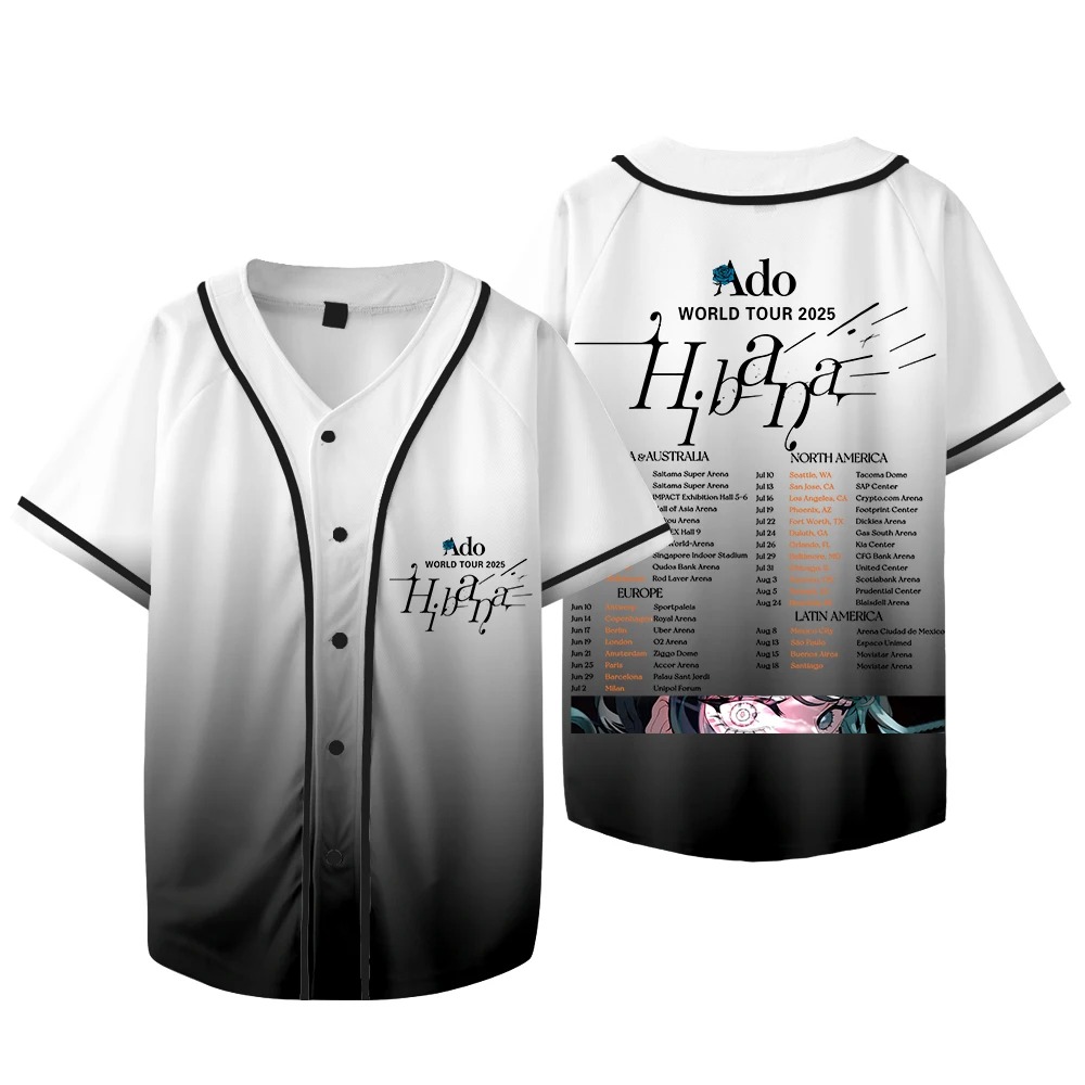 Ado Hibana World Tour Merch Je - Mens Fashion Baseball Jersey reseña y precio