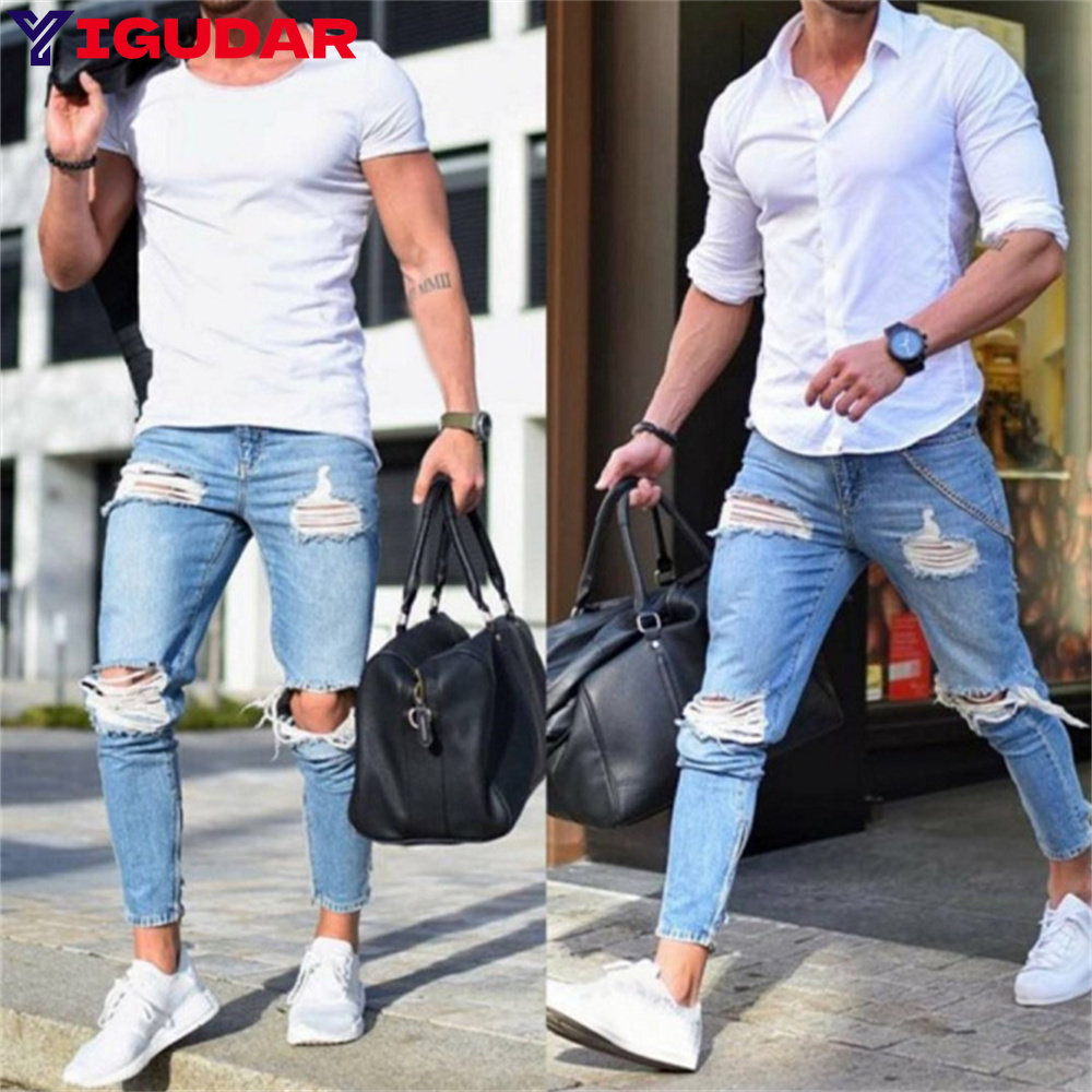 Ropa de calle, pantalones vaqu - Skinny Jeans Ripped reseña y precio