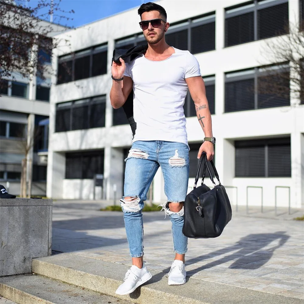 Ropa de calle, pantalones vaqu - Skinny Jeans Ripped reseña y precio