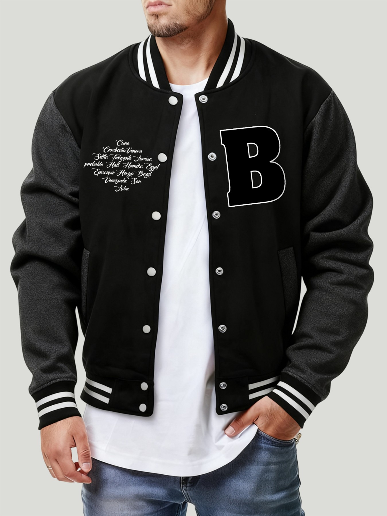 Chaqueta con estampado de vari - Mens Fashion Baseball Jersey reseña y precio