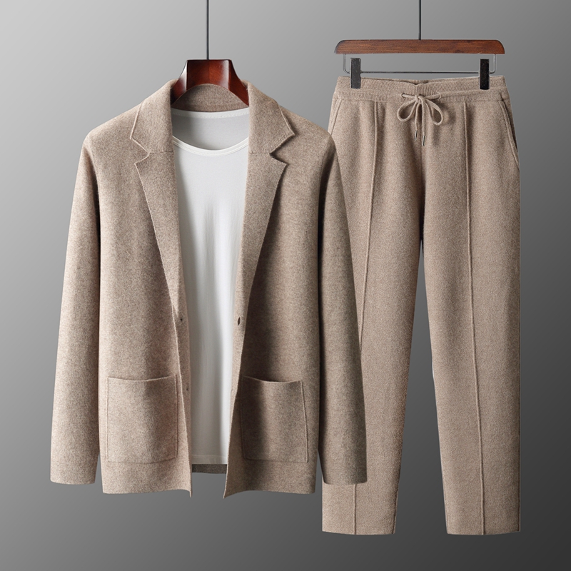 Conjunto de Dos Piezas de Lana - Knitted Cardigan Men reseña y precio