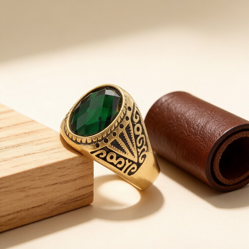 Anillo Retro Verde de Alta Cal - Men'S Fashion Lk reseña y precio