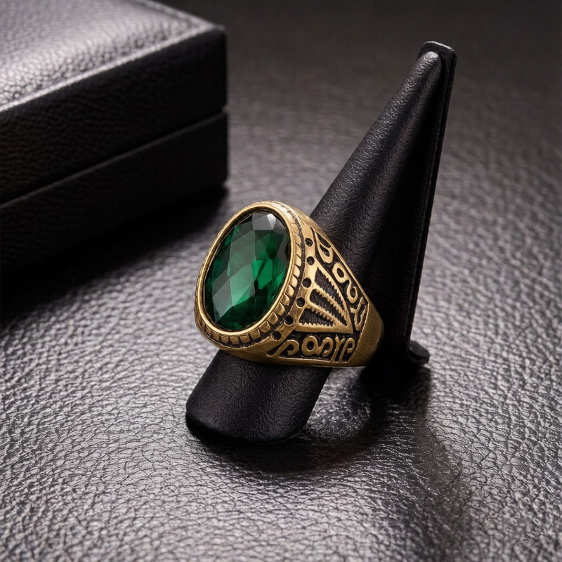 Anillo Retro Verde de Alta Cal - Men'S Fashion Lk reseña y precio